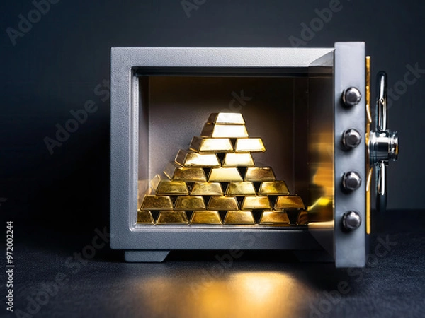 Obraz open safe with gold bars