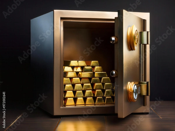 Obraz open safe with gold bars