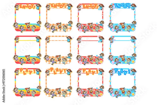 Obraz 子供　ジャンプ　フレーム　セット