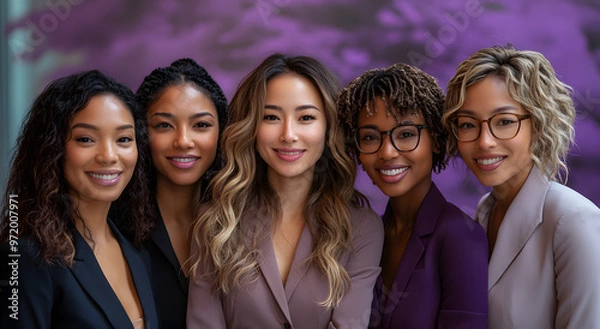 Fototapeta “A Group of Women in Business Attire Smiling and Showcasing Teamwork”
