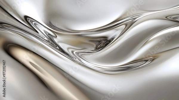 Fototapeta Abstract Silver Liquid Background with Swirls and Waves