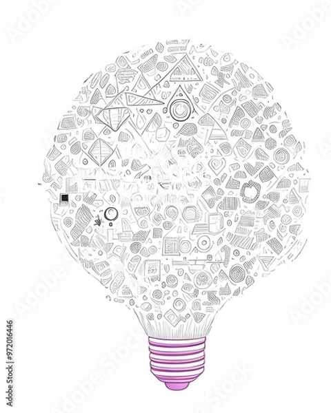 Fototapeta Idea light bulb with business doodles on white background.