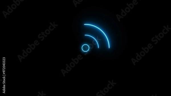 Fototapeta Neon Glowing Wi-Fi Network Connection Technology, Mobile Data, Router Connection Signal Illustration Background.