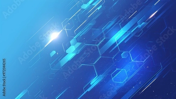 Fototapeta Abstract blue with hexagons and presentation design template creates a modern abstract impression for technology, science and digital identity business.