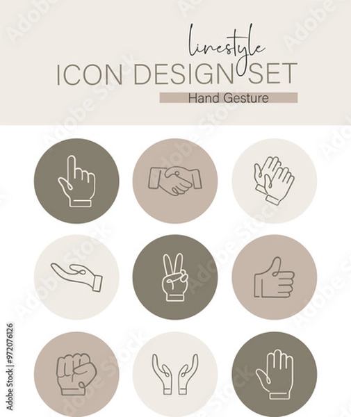 Fototapeta Linestyle Icon Design Set Hand Gesture