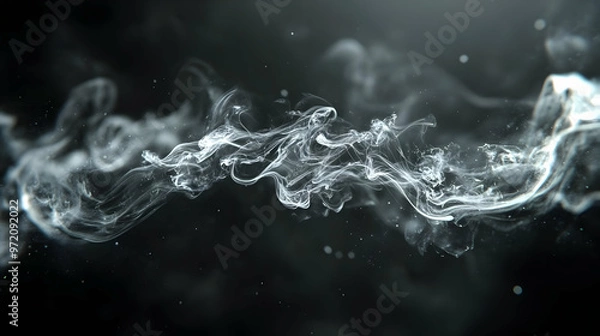 Fototapeta Abstract White Smoke Swirling on Black Background