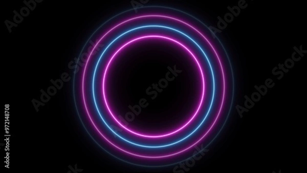 Fototapeta Abstract Neon Radio Wave Illustration. Glowing Neon Circular Wave Diffusion, Alpha Channel.