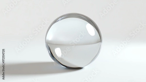 Fototapeta A shiny glass sphere on a white background.
