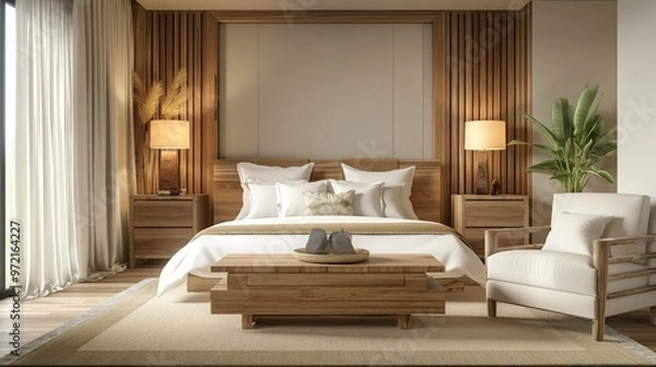 Obraz Modern bedroom interior with bed