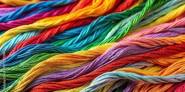 Fototapeta Tightly coiled and tantalizingly textured, this skein of embroidery floss holds a kaleidoscope of hues, each one a