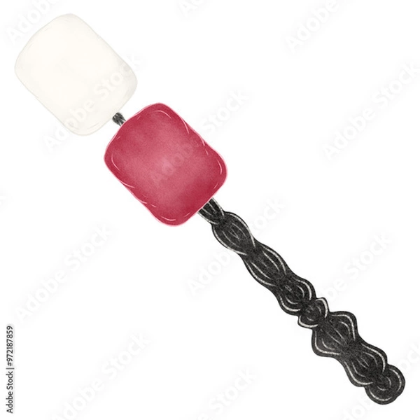 Fototapeta Hand drawn halloween dark pink marshmallow Happy Halloween day set of elements