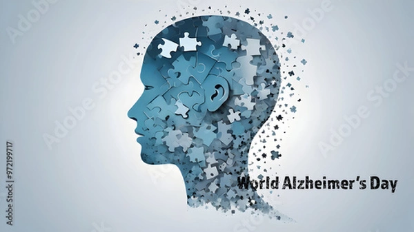 Fototapeta World Alzheimer’s Day , Know Dementia, Know Alzheimer's, graphic illustration for Alzheimer's awareness, copy space 