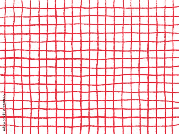 Obraz 手描き背景模様_チェック赤