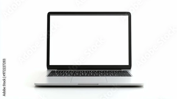 Fototapeta A Silver Laptop with a Blank Screen