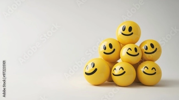 Fototapeta pile of 3D smile emoticons