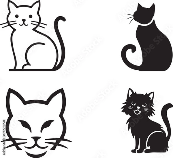 Obraz Cat silhouette vector collection