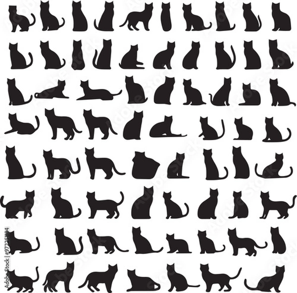 Obraz Cat silhouette vector collection