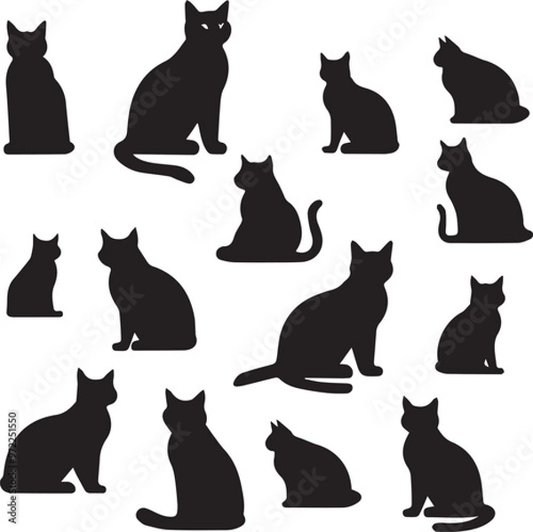 Obraz Cat silhouette vector collection