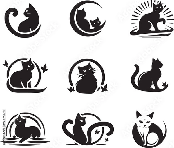 Obraz Cat silhouette vector collection