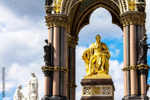 Obraz Albert Memorial in London situated in Kensington Gardens. Statue of Albert, by John Henry Foley and Thomas Brock