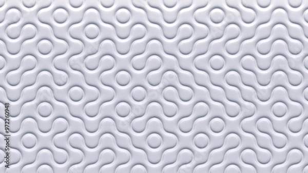 Fototapeta White 3d pattern waves. Light and shadow. Wall decorative panel. Render.