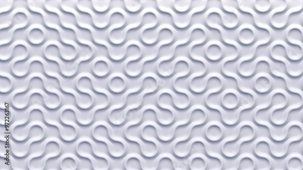 Fototapeta White 3d pattern waves. Light and shadow. Wall decorative panel. Render.