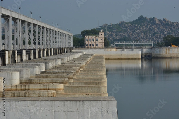 Fototapeta Dam & bridge over river