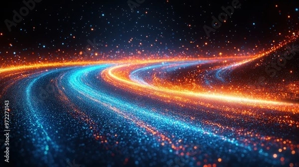 Fototapeta Abstract Blue and Orange Light Trails