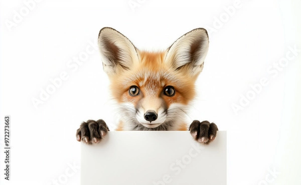 Obraz fox holding white paper generated by AI