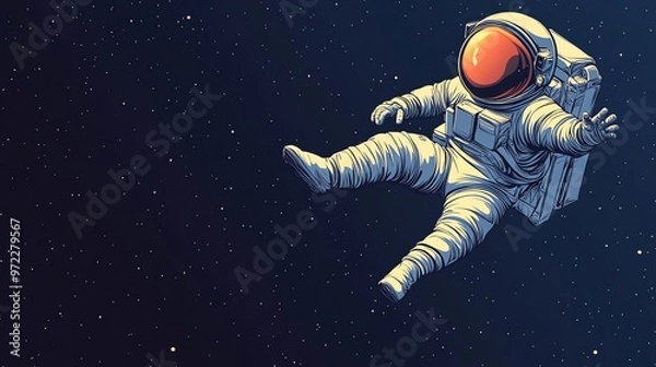 Fototapeta A lone astronaut floats in space surrounded by stars.
