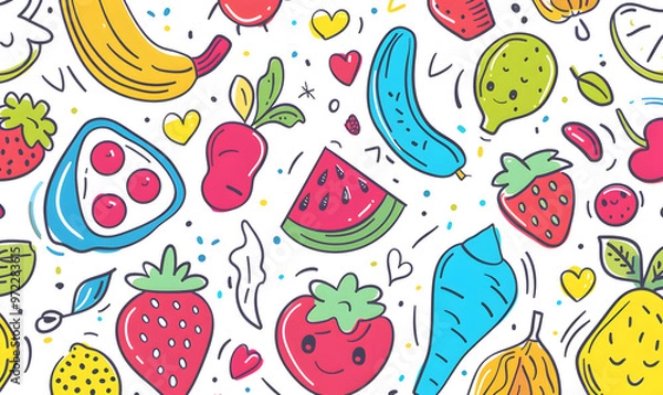 Fototapeta vegetable and fruits photo or illustrator on white background