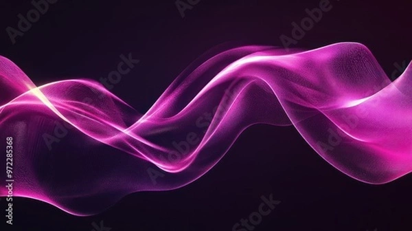 Fototapeta Abstract pink wave lines create a soothing and dynamic visual effect on a dark background.