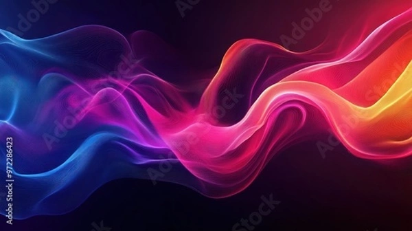 Fototapeta A vibrant and dynamic abstract wave pattern showcasing swirling colors in blue, pink, and orange tones.
