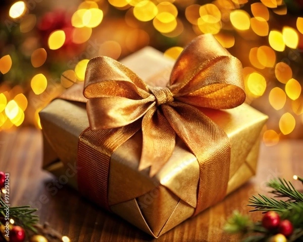 Obraz christmas gift close up on a table