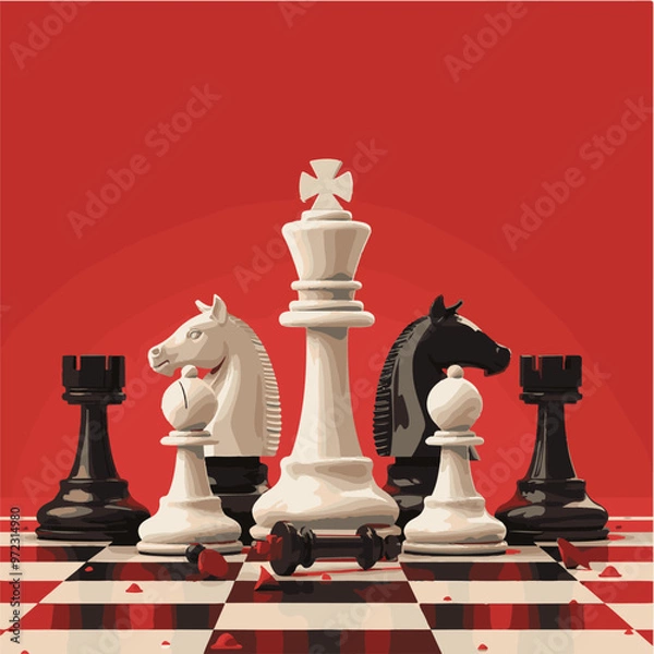 Obraz a poster for the design of a chess game. interactive competitions in the game of chess. chess pieces. print for the design of advertisements and posters.