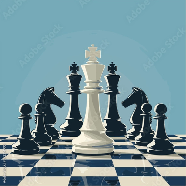 Fototapeta a poster for the design of a chess game. interactive competitions in the game of chess. chess pieces. print for the design of advertisements and posters.