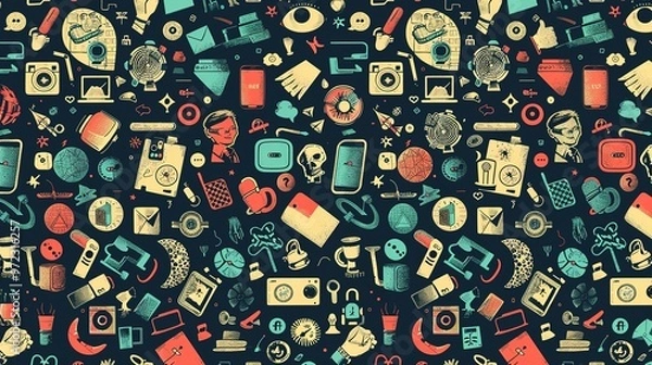 Fototapeta Retro icon seamless wallpaper