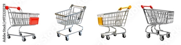 Fototapeta 3D icon of a shopping cart with transparent background.