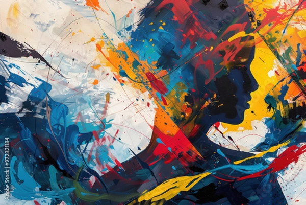 Fototapeta painting of a woman with a face and a splash of color