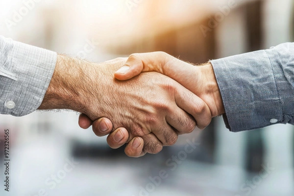 Fototapeta Business concept, Businessman in suits handshake on white background of office space