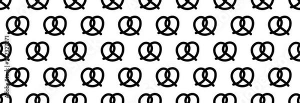 Fototapeta Crispy pretzel icon on white and black background. Traditional pastry for the holiday.