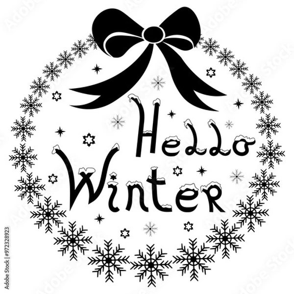 Fototapeta Hello Winter, Hand Drawn Vector Illustration