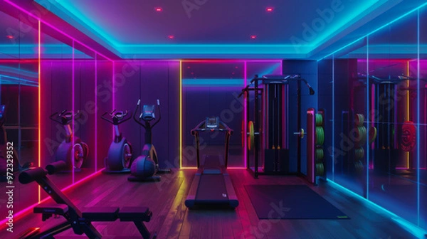 Fototapeta Modern gym interior with equipment
