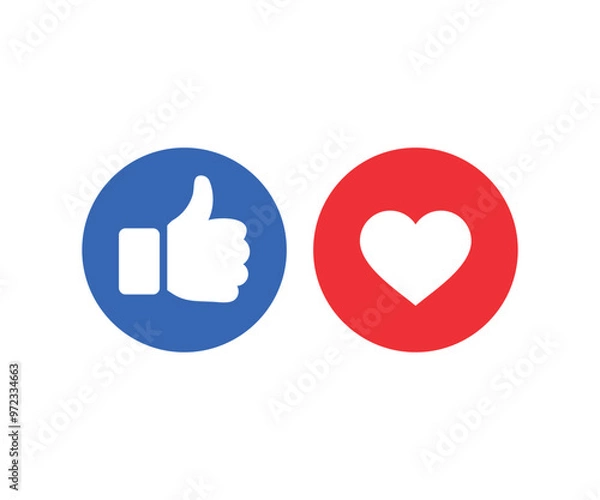 Fototapeta Thumbs and heart icon. Social media icon. Social media reaction sign symbol vector design and illustration.
