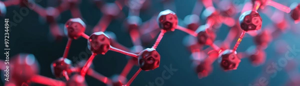 Obraz Molecular structure in red tones, showcasing intricate connections and depth