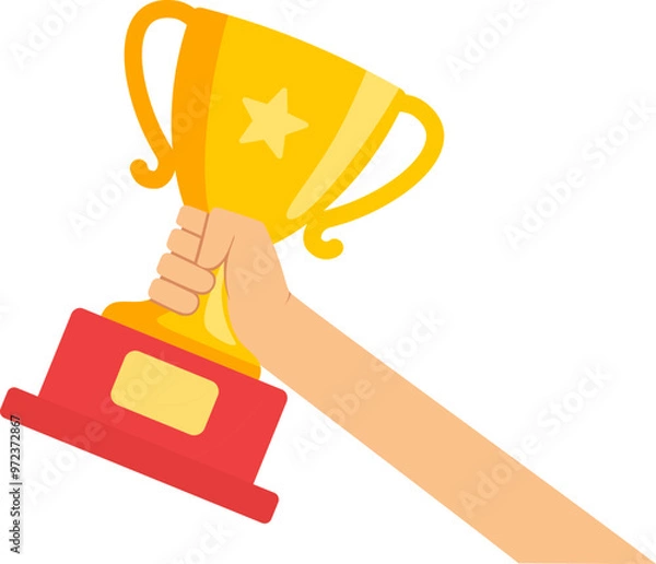 Obraz hand holding Gold Trophy Cup