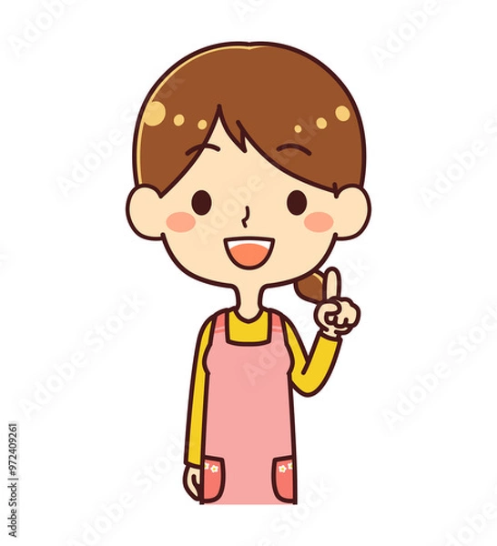 Fototapeta 保育士　指さし　案内　右　イラスト素材