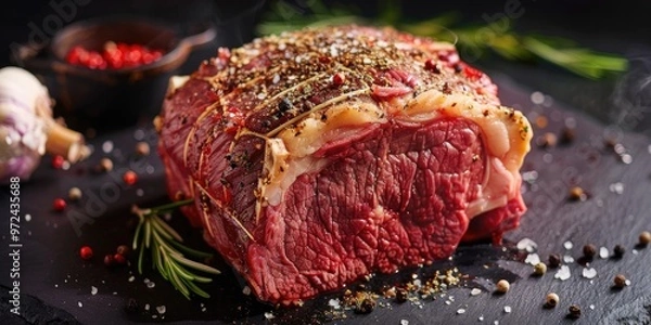 Obraz Red Prime Rib Roast Flavored with Salt and Pepper