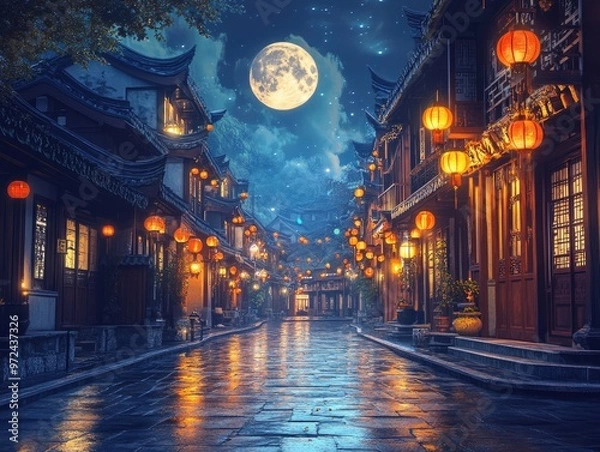 Fototapeta Midnight in a Traditional Chinese Alley