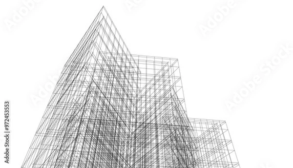 Fototapeta architecture 3d vector drawing